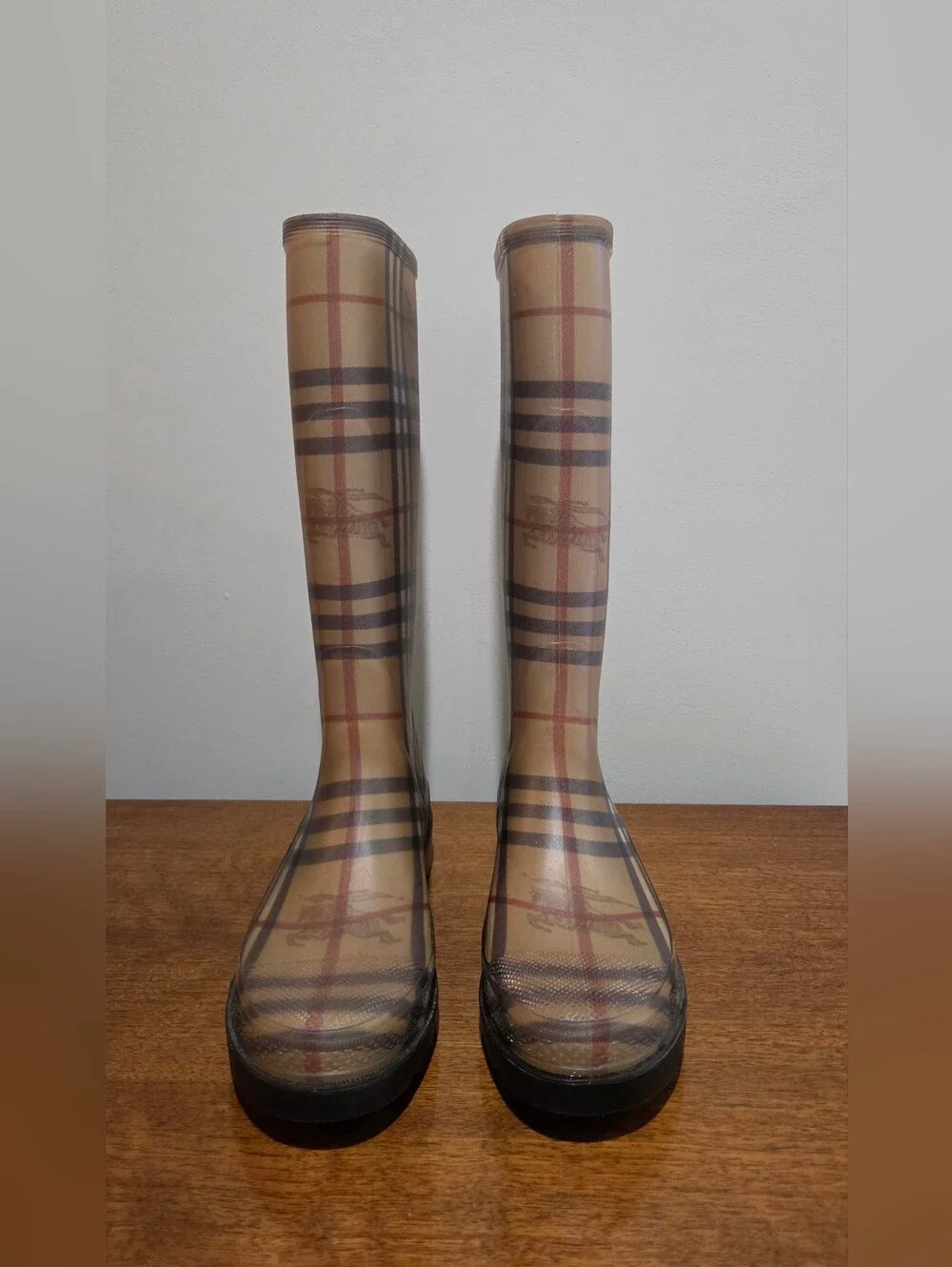 Burberry Haymarket Check Rubber Mid Calf Rain BootsSize US 6.5 EU 37 UK 4
